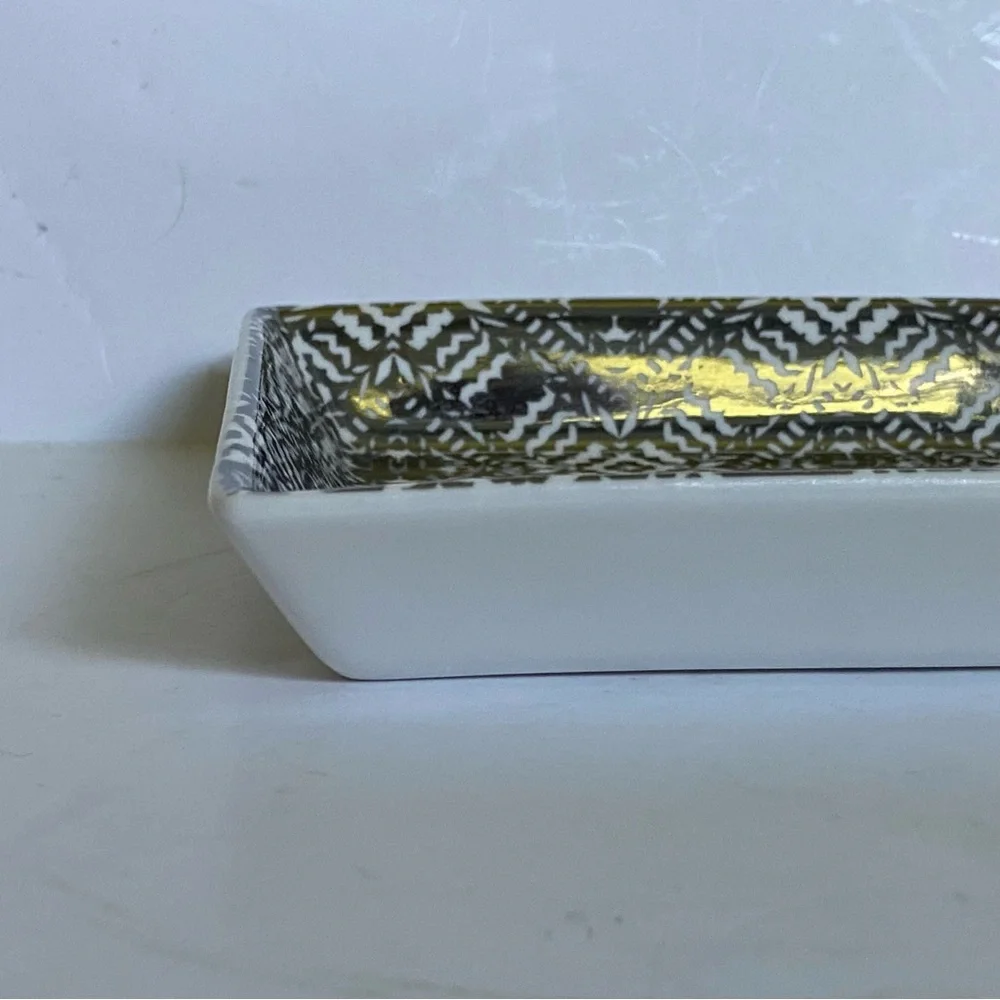 J. Crew Ceramic Trinket Dish Jewelry Organizer Silver EUC Men’s Women’s keys 5.5